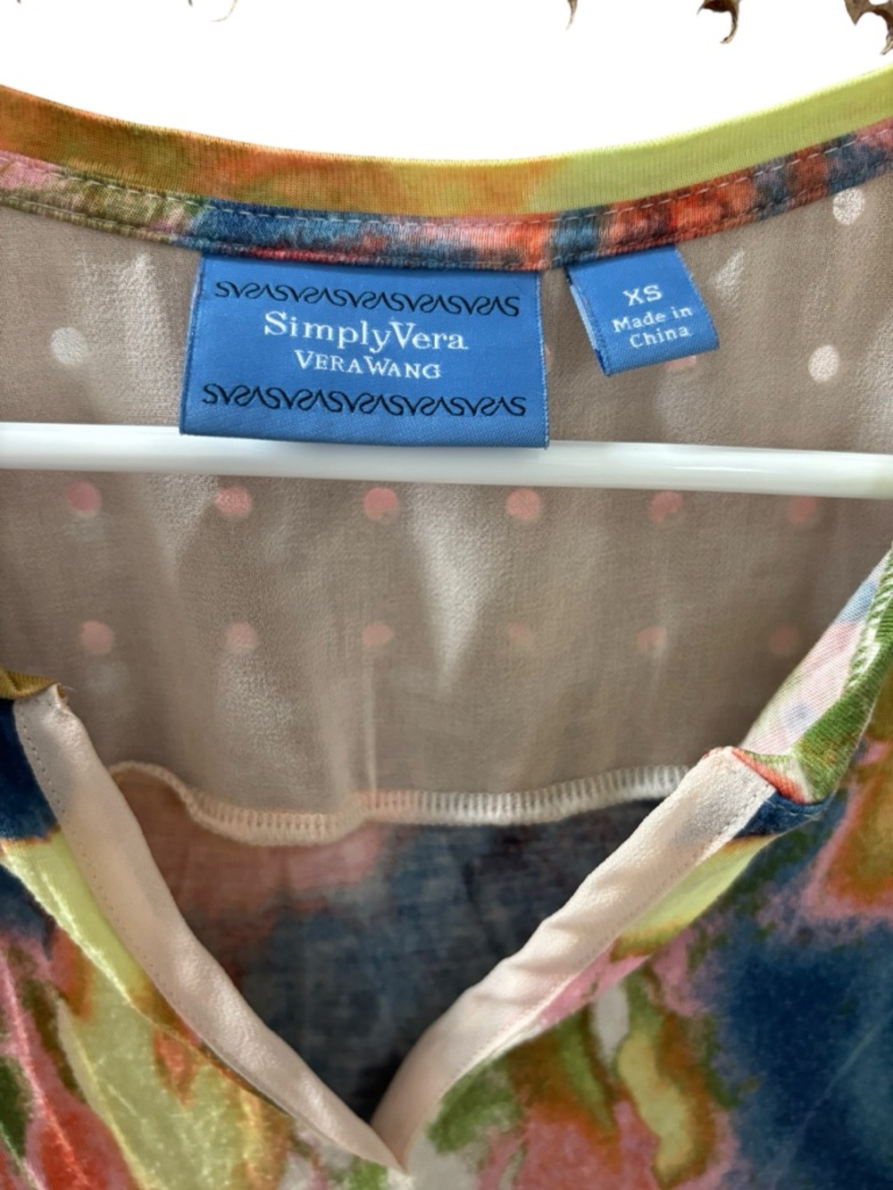 Simply Vera Vera Wang Colorful Abstract Print Sleeveless V-neck Tank Size XS - Picture 4 of 6